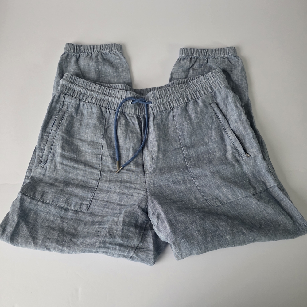 Athleta Retreat Linen Jogger Pants-Chambray Blue-Size 12 Petite 100% Linen - Picture 5 of 14